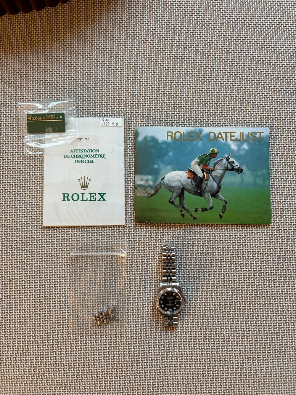 1997 Rolex Lady Dayjust Stainless Steel Watch Black diamond dial 26mm jubilee - Picture 10 of 11